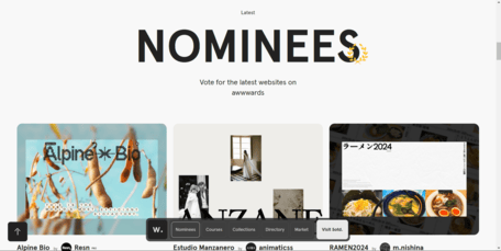 screenshot of the nominee section of the awwwards website