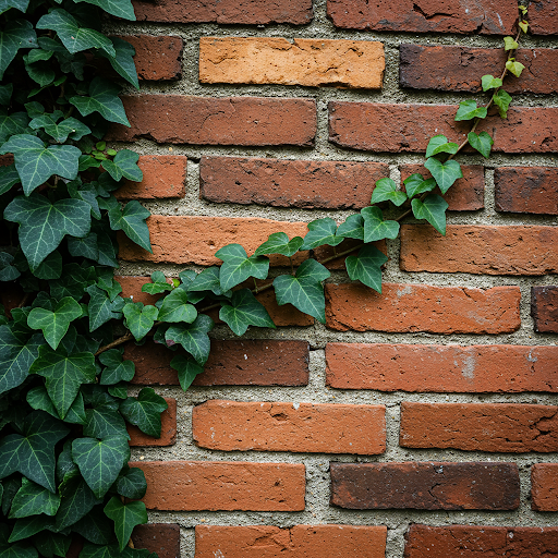 vine of ivy along brick wall